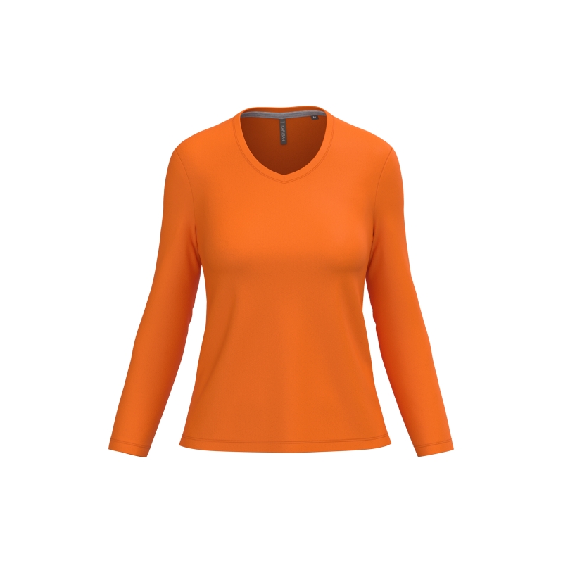 T-shirt col V manches longues femme