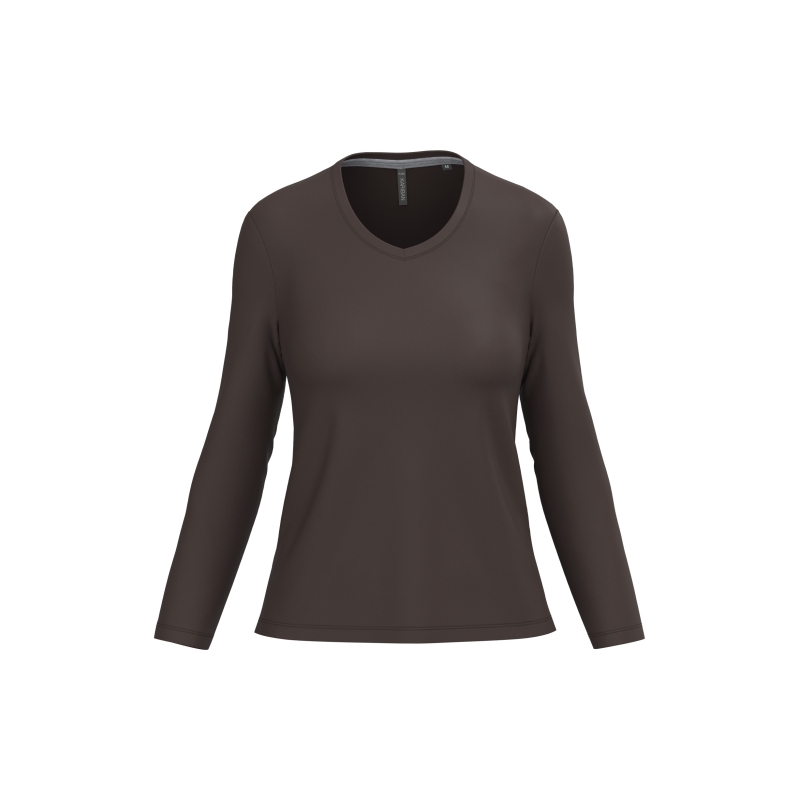 T-shirt col V manches longues femme