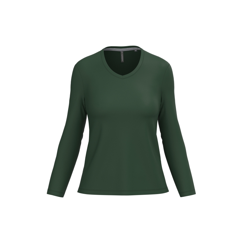 T-shirt col V manches longues femme