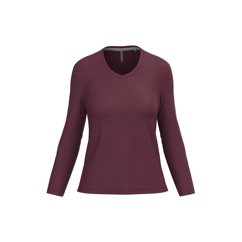T-shirt col V manches longues femme
