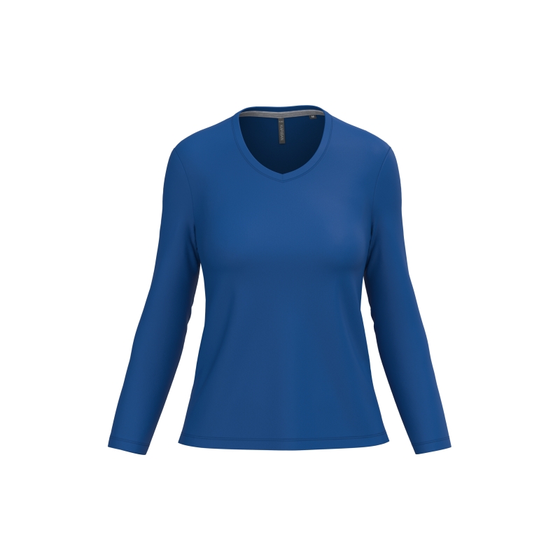 T-shirt col V manches longues femme