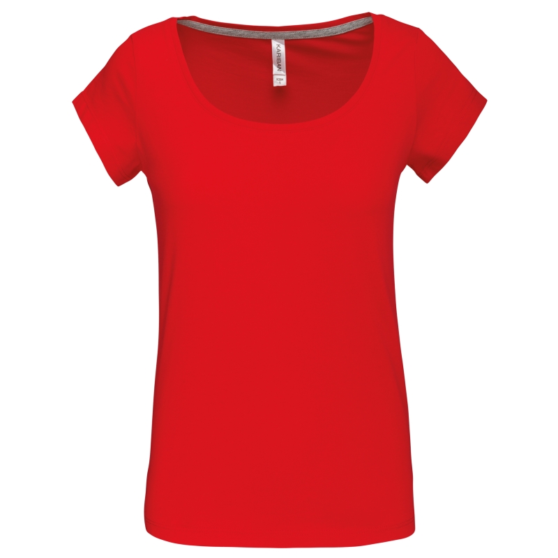 T-shirt col bateau manches courtes femme