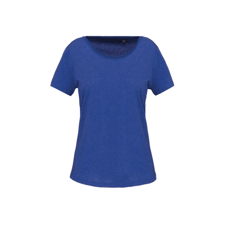 T-shirt Bio col à bords francs manches courtes femme