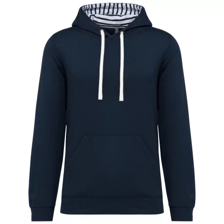 Sweat-shirt à capuche contrastée à motifs unisexe