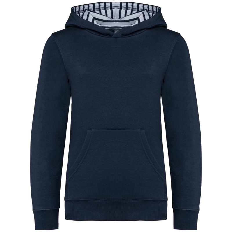Sweat-shirt à capuche contrastée à motifs enfant unisexe