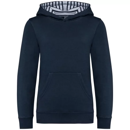 Sweat-shirt à capuche contrastée à motifs enfant unisexe