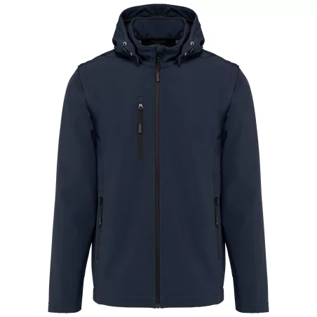 Veste Softshell 3 couches à capuche avec manches amovibles unisexe
