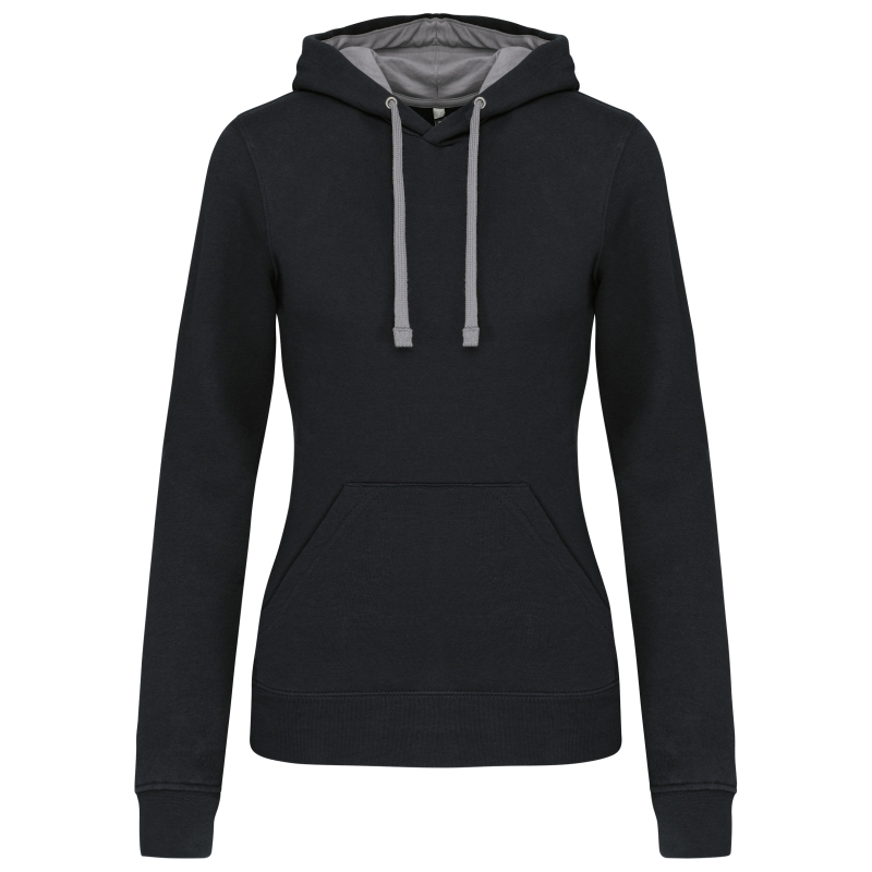 Sweat-shirt capuche contrastée femme
