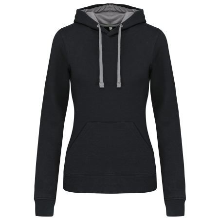 Sweat-shirt capuche contrastée femme