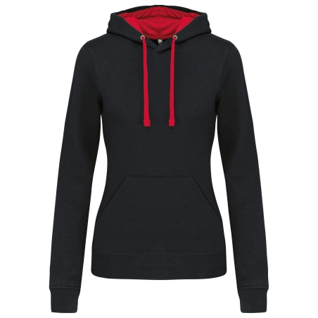 Sweat-shirt capuche contrastée femme