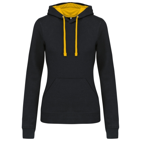 Sweat-shirt capuche contrastée femme