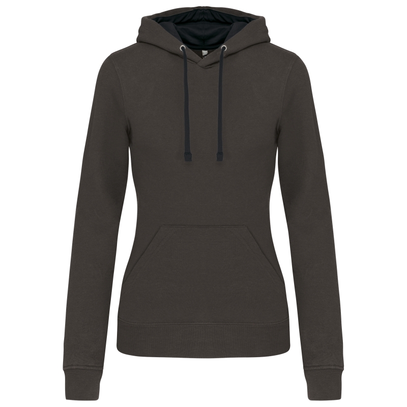Sweat-shirt capuche contrastée femme