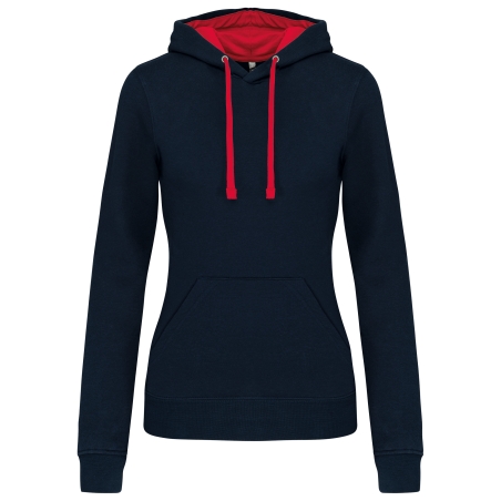 Sweat-shirt capuche contrastée femme