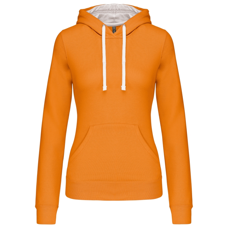 Sweat-shirt capuche contrastée femme