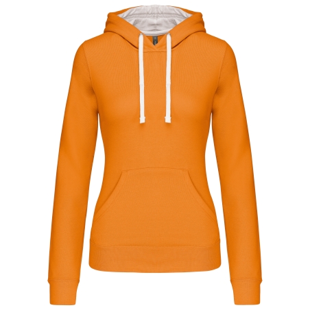 Sweat-shirt capuche contrastée femme
