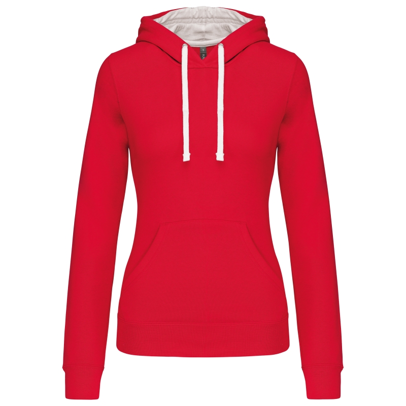 Sweat-shirt capuche contrastée femme