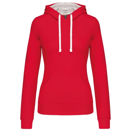 Sweat-shirt capuche contrastée femme