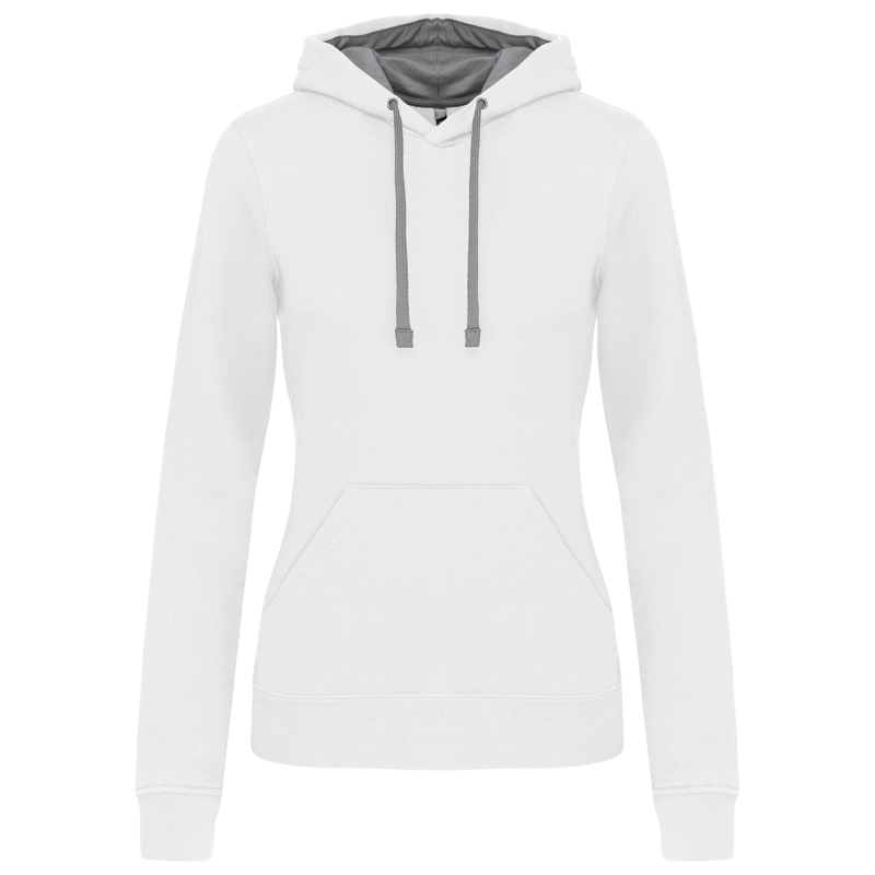 Sweat-shirt capuche contrastée femme