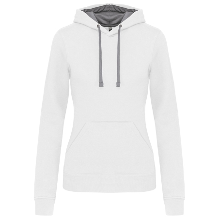 Sweat-shirt capuche contrastée femme