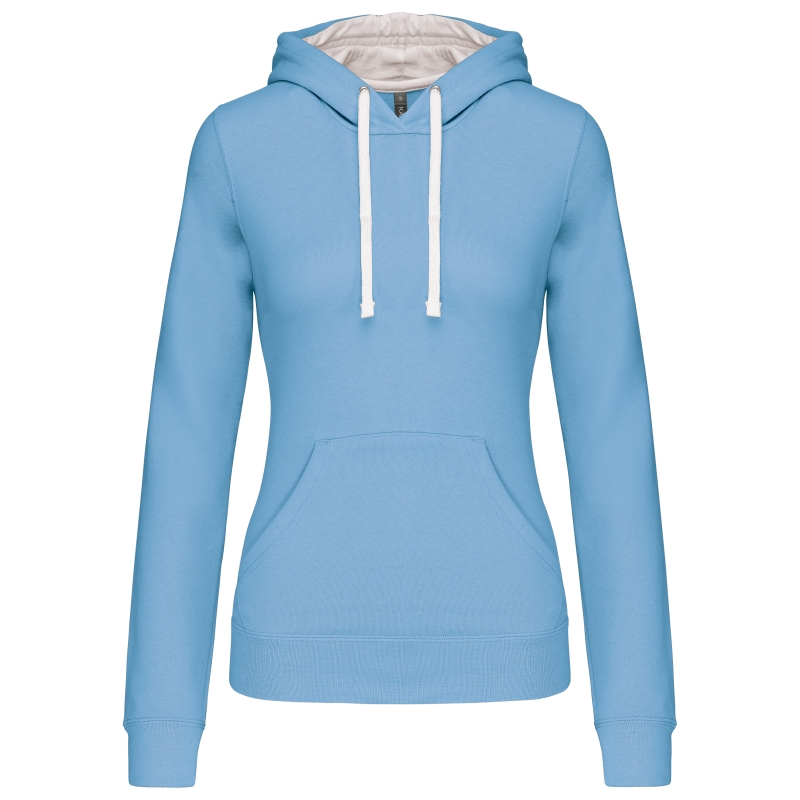 Sweat-shirt capuche contrastée femme