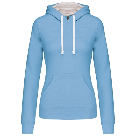 Sweat-shirt capuche contrastée femme