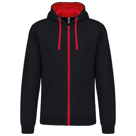 Sweat-shirt zippé capuche contrastée