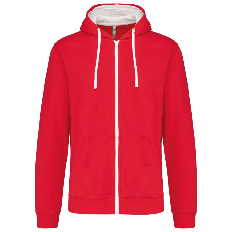 Sweat-shirt zippé capuche contrastée
