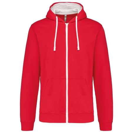 Sweat-shirt zippé capuche contrastée
