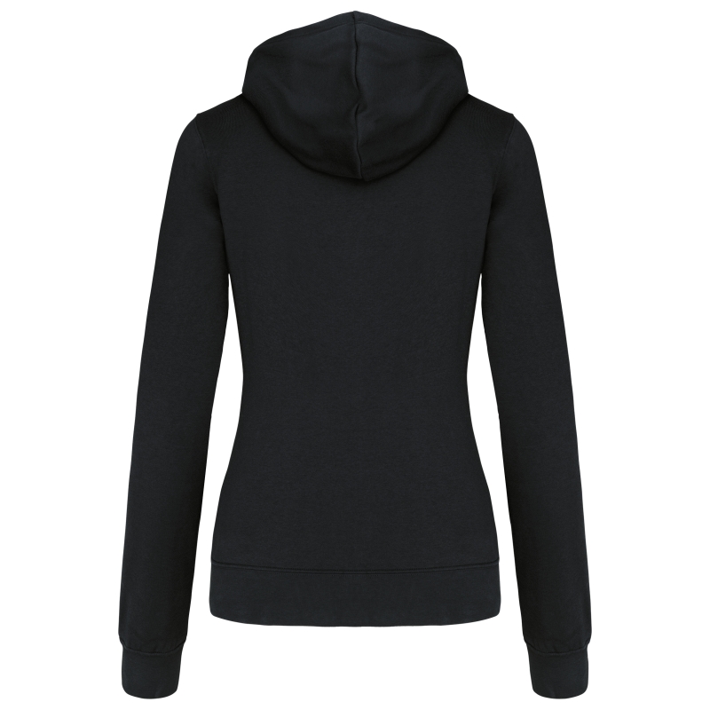 Sweat-shirt zippé capuche contrastée femme