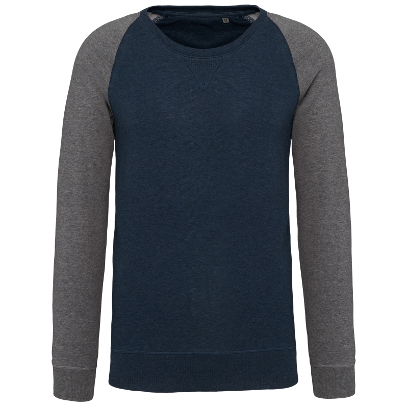 Sweat-shirt French Terry Bio bicolore col rond manches raglan homme