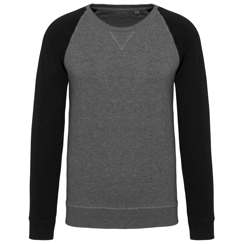 Sweat-shirt French Terry Bio bicolore col rond manches raglan homme