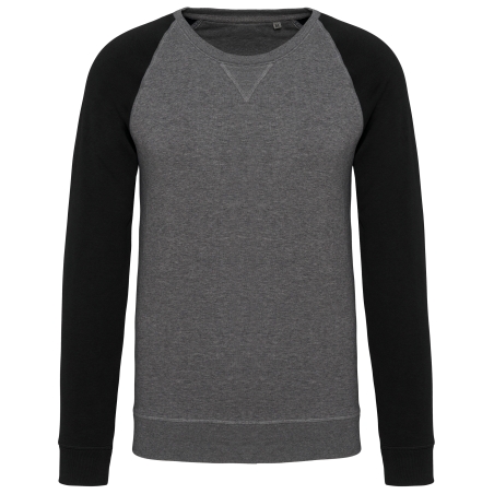 Sweat-shirt French Terry Bio bicolore col rond manches raglan homme