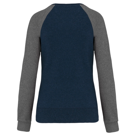 Sweat-shirt French Terry Bio bicolore col rond manches raglan femme