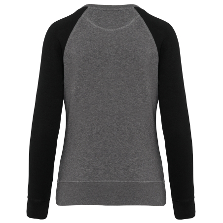 Sweat-shirt French Terry Bio bicolore col rond manches raglan femme