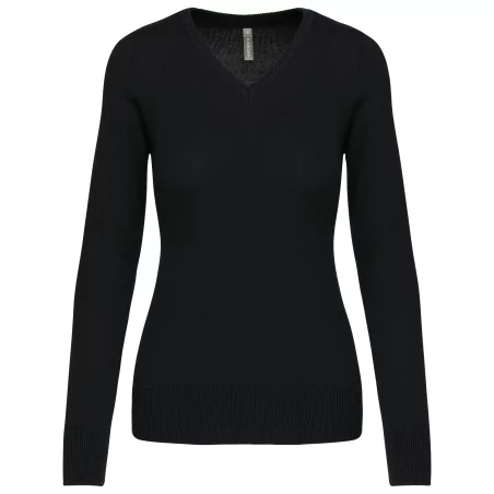 Pull col V femme