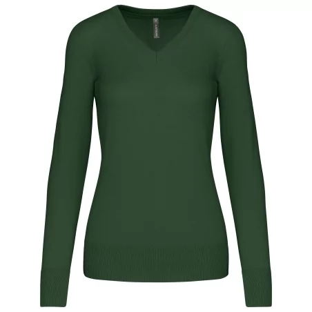 Pull col V femme