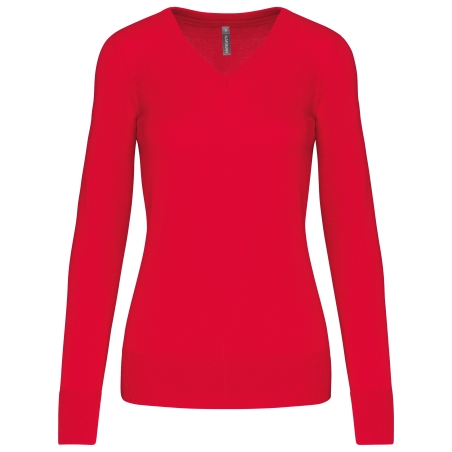 Pull col V femme