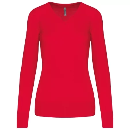 Pull col V femme