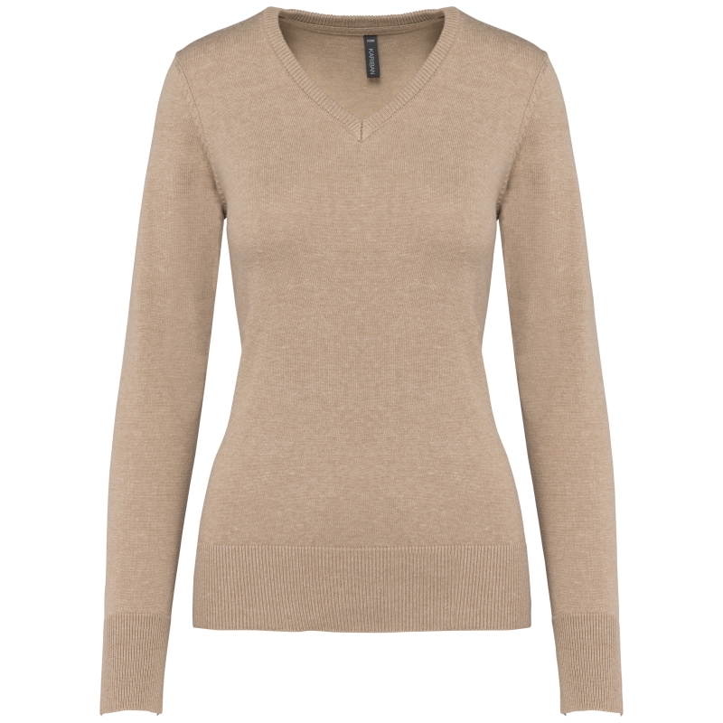 Pull col V femme