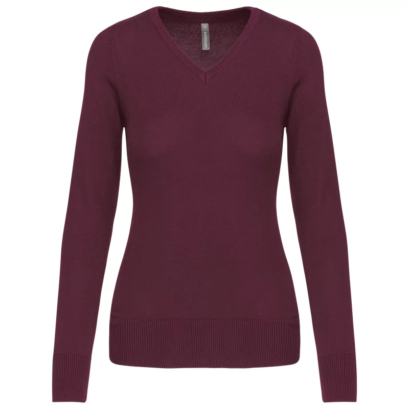 Pull col V femme