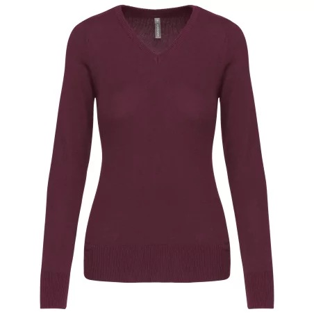 Pull col V femme