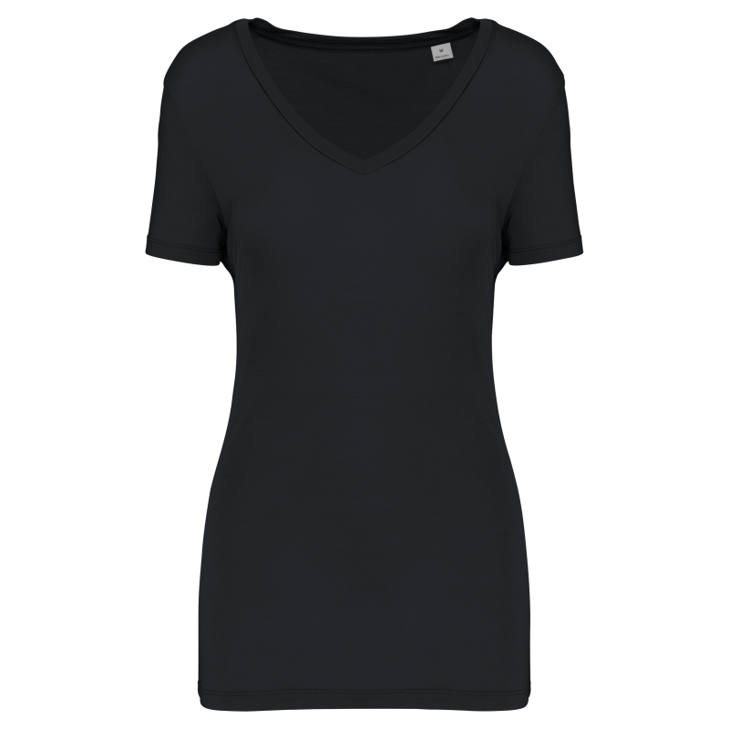 T-shirt Lyocell TENCEL™ col V manches courtes femme