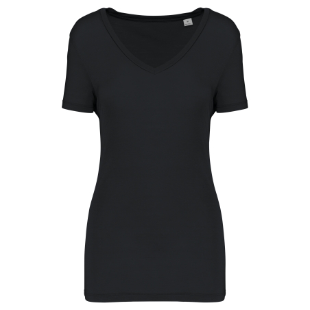 T-shirt Lyocell TENCEL™ col V manches courtes femme