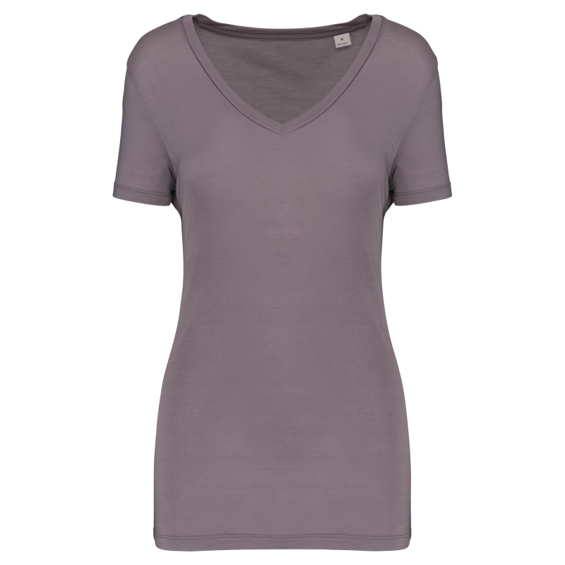T-shirt Lyocell TENCEL™ col V manches courtes femme