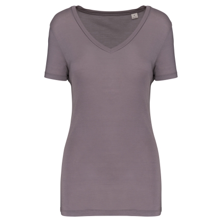 T-shirt Lyocell TENCEL™ col V manches courtes femme