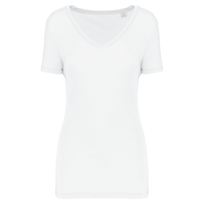 T-shirt Lyocell TENCEL™ col V manches courtes femme