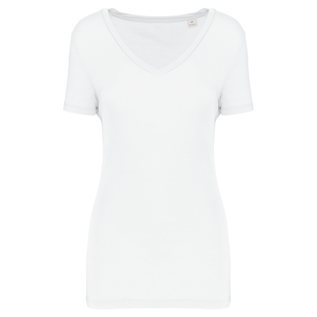 T-shirt Lyocell TENCEL™ col V manches courtes femme
