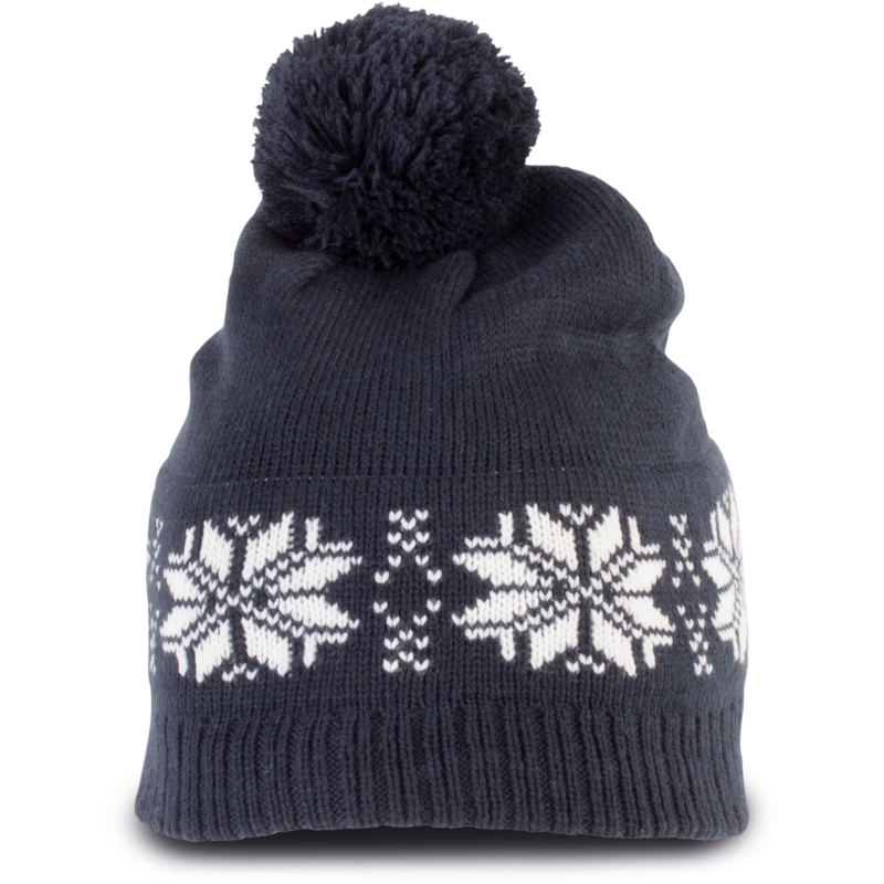 Bonnet de Noël tricoté motif étoiles