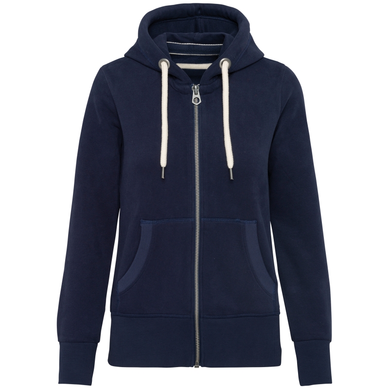 Sweat-shirt vintage zippé à capuche femme