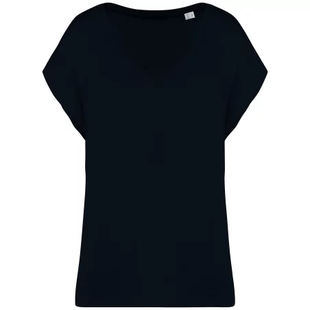 T-shirt écoresponsable loose à col V femme